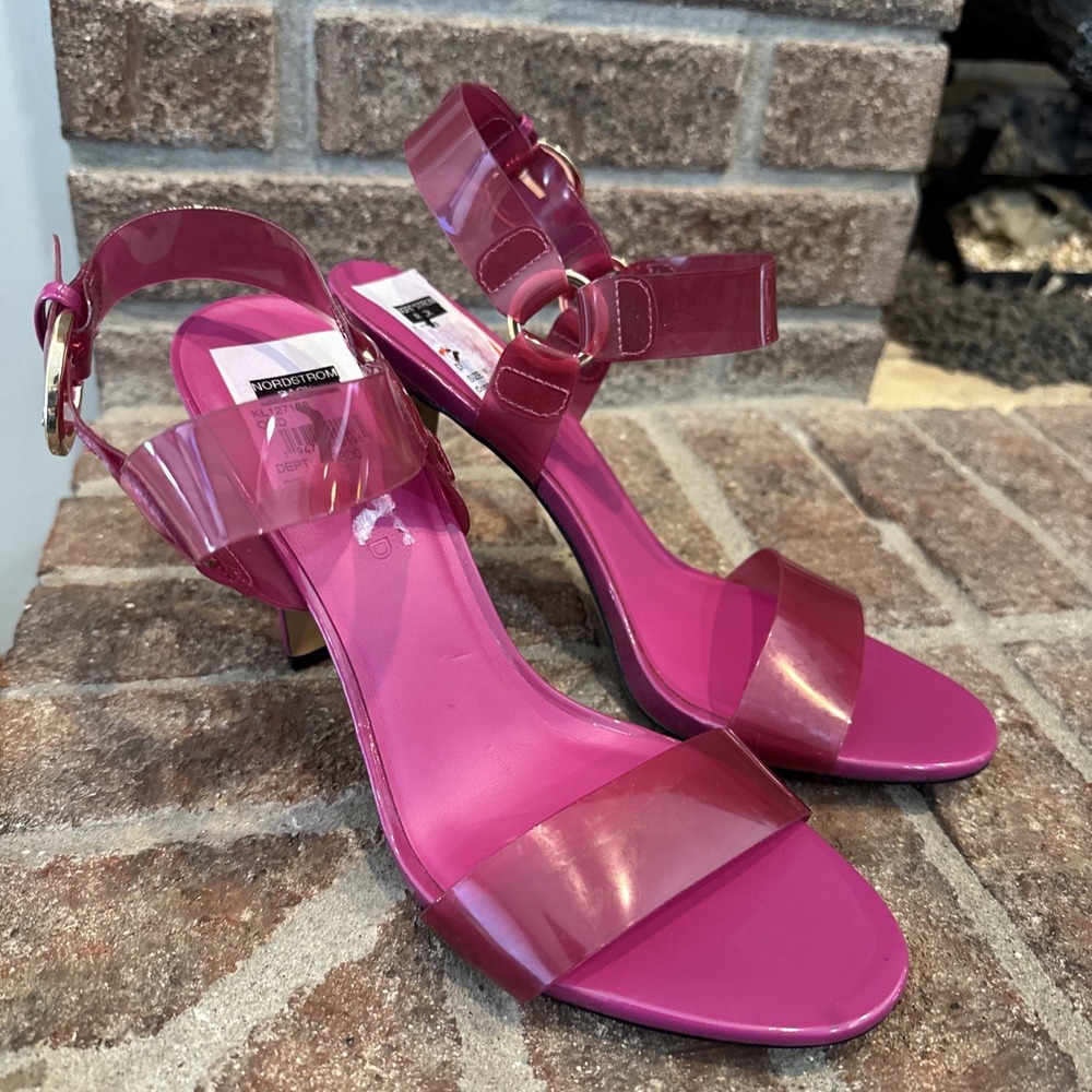 Karl Lagerfeld Cieone Orchid Transparent PVC Stiletto Heels Sandals Size‎ US 9.5
